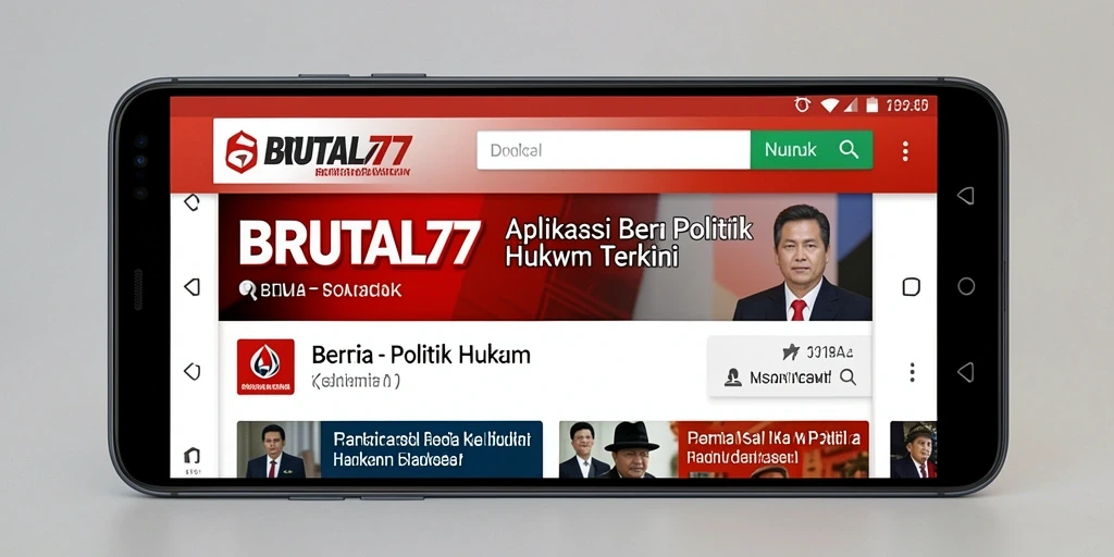 Tampilan utama BRUTAL77 dengan daftar berita politik dan hukum.