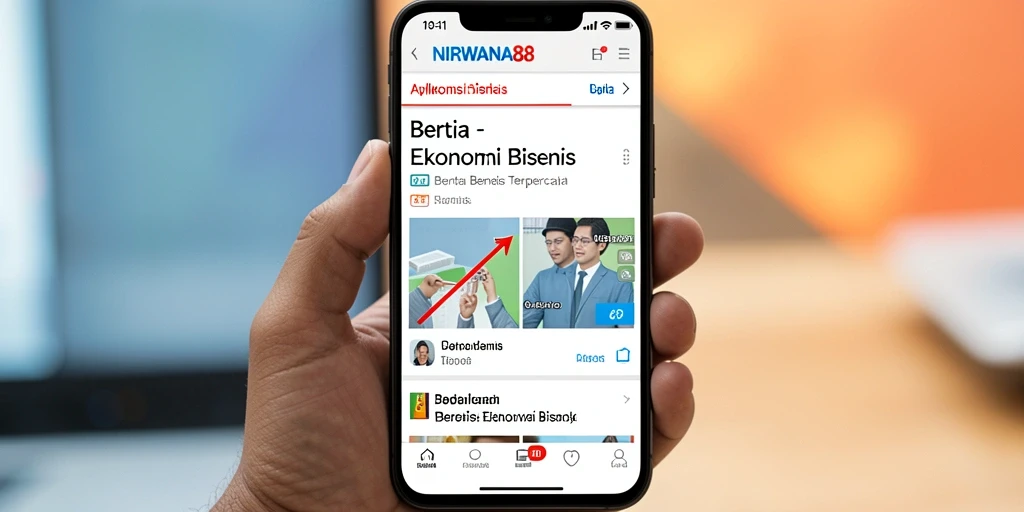 Tampilan antarmuka aplikasi NIRWANA88 dengan berita ekonomi terkini.