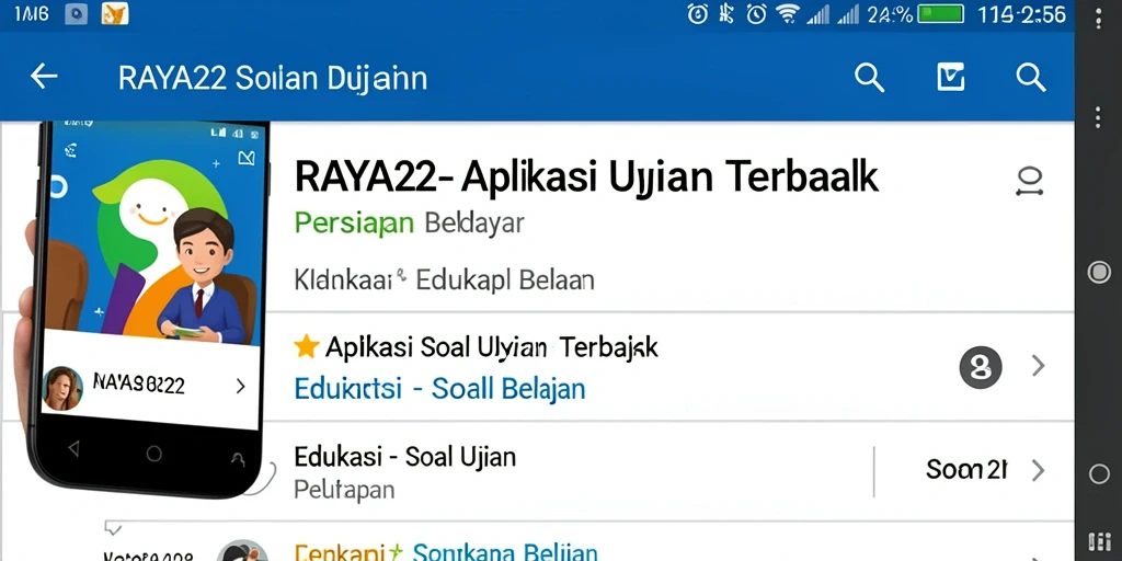 Tampilan antarmuka aplikasi Soal Ujian RAYA22 yang menarik dan user-friendly.